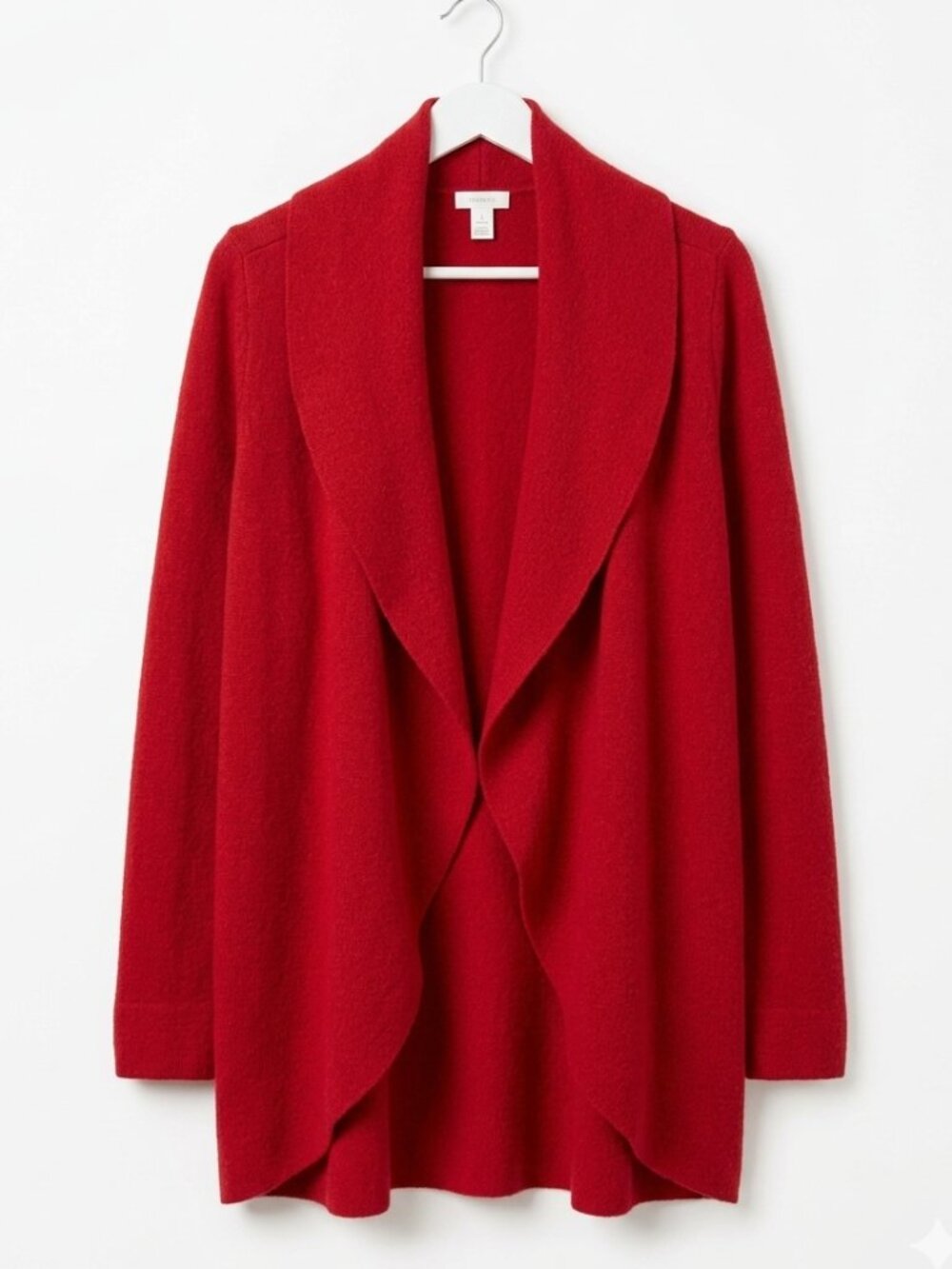 Like New Chico's Boiled Wool Drape Open Front Cardigan size 2/L